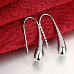 Women's 925 Sterling Silver Elegant 1" Teardrop Threader Vogue Hook Earrings